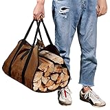 SEPKUS Brennholz Träger Leinwand mit Griffen,Brennholz Lagerung Tote,Kamin Log Carrier Indoor Tasche,Holzofen Zubehör