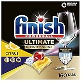 Finish Ultimate Infinity Shine Citrus Spülmaschinentabs – Geschirrspültabs für ultimative Reinigung, Fettlösekraft und Glanz mit Schutzschild – Gigapack mit 160 Tabs