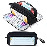 KALIDI Federmäppchen mit 3 Fächer Große Kapazität Mäppchen Federtasche Stiftetasche Pencil Case Bleistifttasche für Schule & Büro (schwarz)