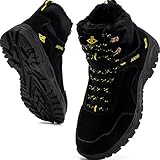 JACKSHIBO Winterschuhe Herren Winterstiefel damen mit Warm Gefüttert Wasserdicht Schneeschuhe Rutschfest Wanderschuhe Trekkingschuhe Winter Outdoor Schneestiefel Winterboot Schwarz 45-EU