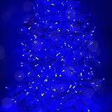 Lichterkette Innen 50 LED 395 CM 8 Modi, Blau Weihnachtsbeleuchtung, Strom Lichterketten für Weihnachten, Partys, Hochzeit, Geburtstag (transparenter kabel)