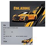 10 Kinder Einladungskarten Einladung Kindergeburtstag Auto Rennauto Rennwagen Jungen Kinder-Geburtstag Geburtstag Party Einschulung 5 6 7 8 9 10 11 12 13 14