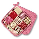 Topflappen Kitchen, Patchwork, rosa, 2 TLG., PSA-Kategorie II bis 250°C hitzebeständig, geprüftes und zertifiziertes Produkt