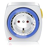 Bearware - 24h mechanische Zeitschaltuhr Plug in Timer - 96 Schaltsegmente - Schaltknopf für EIN Auto-Funktion - kompakte einfache Bedienweise - 3680W - integrierter Berührungsschutz