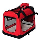 lionto Hundetransportbox Hundetasche Hundebox Faltbare Kleintiertasche Größe S Farbe Rot