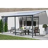 HOME DELUXE - Terrassenüberdachung SOLIS - Grau - B/T/H: 495 x 303 x 226/278 cm - inkl. Hohlkammerplatten, Montagematerial I Carport Pavillion Pergola