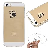 Artfeel Klar Weich Silikon Hülle für iPhone SE, iPhone 5S/5 Handyhülle Niedlich Karikatur Panda Muster,Ultra Dünn Leicht Transparent Flexibel TPU Bumper Stoßfest Zurück Schutzhülle