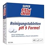 fittydent® Super Reinigungstabletten | 32 Stück | Entfernt fast unsichtbare Rückstände kraftvoll & schonend | Optimal für Voll- und Teilprothesen & Zahnspangen | Frische und Sauberkeit im Mund