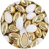 EinsSein 1kg Hochzeitsmandeln Conchiglia Mix weiss-gold glanz Gastgeschenke Hochzeit Mandeln Zuckermandeln Bonboniere Confetti Badem sekeri Gastgeschenk Zucker Taufmandeln Candy Bar Süssigkeiten