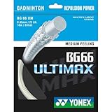 Yonex BG-66 Ultimax Saiten für Badmintonschläger, 10 m Weiß weiß