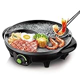 ZYZMH Elektrische Multifunktions Hot Pot Grill Maschine Zwei in Einem Nicht-Haftende Beschichtung Grilltablett Intelligente Temperaturregelung