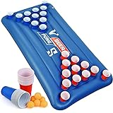 Faburo Beer Pong Luftmatratze mit 24 Becher & 6 Bälle Aufblasbare Beer Pong Pool Luftmatratze Trinkspiel Partyspiel mit 24 Bechern 6 Bälle