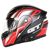 ZLYJ Bluetooth Modular Motorradhelm,ECE Zertifiziert LeichteMotorrad Fullface Helm,Beschlagfreie Doppelte Sonnenschutz-Motorrad-Motorradhelm Mofa Bobber Chopper Cruiser Rennmütze C