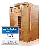 Dewello Infrarotsauna Infrarotkabine Infrarotsauna Pierson 135cm x 105cm 1-2 Person inkl. Vollspektrumstrahler, Bodenstrahler, LED-Farblicht