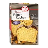 RUF Feiner Marzipankuchen, Kastenkuchen mit saftiger Marzipanfüllung und Kakao-Glasur, auch als Tortenboden geeignet, 1x495g