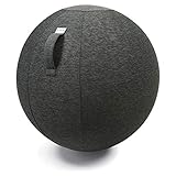 VLUV STOV Stoff-Sitzball, ergonomisches Sitzmöbel für Büro und Zuhause, Farbe: Anthrazit (dunkelgrau), Ø 70cm - 75cm, hochwertiger Möbelbezugsstoff, robust und formstabil, mit Tragegriff