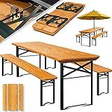 KESSER® Bierzeltgarnitur 3 teilig Gartenmöbel-Set | Klappbar 170 x 46 x 75cm | 2X Bierbänke 1x Biertisch | Festzeltgarnitur Biertisch Stehtisch Sitzgarnitur Holz