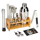 SUPHOME Cocktail Set 19 Teilig, Cocktail Shaker 750ML, Cocktail Shaker Edelstahl Bar-Werkzeug-Set, Cocktail Set mit Rezeptbuch, Bar Set Bar Zubehör Shakerset mit Sieb