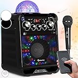 Auna KTV Karaoke Musikbox mit Mikrofon, Bluetooth Karaoke-Maschine mit Jellyball, CD Player & Lautsprecher, Partybox für Kinder & Erwachsene, LED-Display, Karaoke Anlage mit RCA-Video/AUX/USB