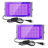 Eleganted 2er LED UV Schwarzlicht, 100W Violettes LED Strahler Flutlicht Partylicht Bühnendekoration Licht, IP65 Wasserdicht Schwarzlichtlampe für Halloween Aquarium Konzert Party Band Leistung