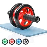 BODYMATE AB Roller Classic, Bauchtrainer zur Stärkung der Core-Muskulatur, Fitnessgerät für Zuhause, Bauchmuskeltrainer inkl. Kniepad, 28 x 16 cm (L x Ø), in Rot