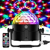 Discokugel, 360° Rotierende Musik Activated Discolicht LED Party Lampe mit Fernbedienung- 3W RGB Dynamisch Disco Lichteffekte, 4M/13ft USB ,Partylicht ür Party/Weihnachten/Halloween/Kinder/Hochzeit