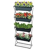 Spetebo Blumenkastenhalter inkl. 4 Kästen - Pflanzkasten Halterung für Balkon und Garten - Blumenkasten Ständer