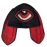 Strickmütze Niedliche Tierohren Warme Mütze Halloween Winter Caps Ohrenklappe Strickmützen für Teenager Frauen Männer Winddichte Totenkopfmütze, B, One size