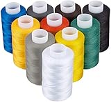 Nähgarn Set 10 x 1000m - Nähgarn Nähmaschine in 10 Farben - Sewing Thread für Nähmaschinen - Nähmaschinengarn Set für Profis und Zuhause - Nähfaden Garn Set