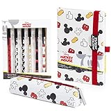 Disney Notizbuch A5, Mickey Mouse Tagebuch Mädchen mit Stifte Set und Federmäppchen, Schreibwaren Set Mädchen Teenager und Damen, Schule und Büro Zubehör