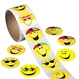 ROSENICE 100 Stück Gelbe Smiley Face Stickers Kinder Belohnung Aufkleber Runde Aufkleber