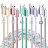 iPhone Ladekabel, 5Pack 1m 2m 3m iPhone Ladekabel Apple MFi Zertifiziert Schnellladekabel USB A Kabel Nylon Langes für iPhone 13 12 11 Pro Max Mini XR XS X 8 7 6 6s Plus SE 2020, iPad Air -5 Farben