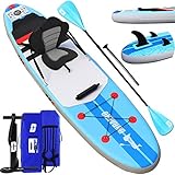 DURAERO Stand up Paddling Board, Stand up Paddle, Paddling Surfbrett, inkl. Kajak Sitz, Doppel Paddle, Komplette Zubehör, 305x76x15cm, Bis zu 110kg, blau