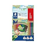 STAEDTLER Buntstifte Noris Colour, erhöhte Bruchfestigkeit, Dreikantform, attraktives Design,ergonomische Soft-Oberfläche,WOPEX Material, brillanten Stiften im Kartonetui .187 C12P1,1er Pack(16 Stück)