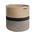 YDQUANI Gewebter Baumwollseil Pflanzkorb für Blumentopf Indoor Pflanzgefäße, 25 x 25 cm Jute Faltbarer Aufbewahrungskorb Organizer Moderne Dekoration Haushalt Wäschekorb