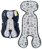 HECKBO Baby Sitzauflage Sommer Antischwitz für Kinderwagen - Gruppe 0 - Babyschale für Baby Kinder Matte - Mädchen Jungen - grau mit Baby Tieren