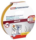 tesa Powerbond INDOOR - Doppelseitiges Montageband für den Innenbereich - beidseitig stark klebend, zur permanenten Befestigung - 5 m x 19mm