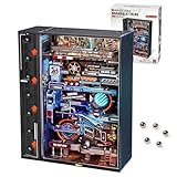 Robotime 3D Puzzle Erwachsene Murmelbahn Letzte Stadt Modellbausatz Bausatz Holzpuzzle, Kugelbahn LED Leuchtendes Dunkel, Gaming Schreibtisch Dekor Geschenke für Männer, MR01S