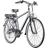 ZÜNDAPP E Bike 700c Trekkingrad Pedelec Z802 Elektrofahrrad 21 Gänge 28 Zoll Rad (grau/grün, 48 cm)