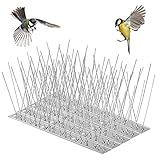 QIMEI-SHOP Taubenabwehr Spikes Edelstahl Vogelabwehr Spikes 300cm Vogelschreck für Balkon Dach Fenster Garten 12 Reihig x 25cm