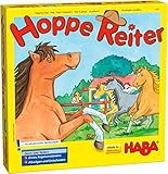 Haba 4321 - Hoppe Reiter Pferdestarkes Wettlaufspiel, für 2-4 Spieler von 3-12 Jahren, Spielbar in 3 Varianten, Brettspiel mit einfachen Spielregeln