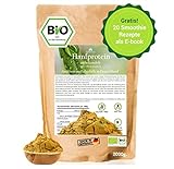 BIO Hanfprotein 2kg aus Deutschland + Gratis Smoothie E-Book (PDF), Vegan Protein aus Hanfsamen, Low Carb