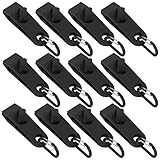 Phoetya Große Plane Clips Lock, 12 Stück D-Form Markisenklemme Zelt Set Krokodil Mund Clip Winddichtes Zelt Instant Clip Kunststoff Zelt Clip Karabiner Hängehaken Outdoor-Zubehör - Schwarz