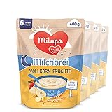 Milupa Milchbrei Vollkorn Früchte, Gute Nacht, ohne Zuckerzusatz, 4 x 400g