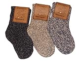 Wowerat Nowegersöckchen 3er Pack Wollsocken Baby Kinder (15-18, grautöne)