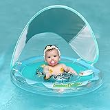 Baby Pool Schwimmring mit verstellbarem Sonnendach und Sicherheitssitz Pool Spielzeug für Alter von 3-36 Monaten (Transparenter Dschungel)