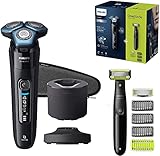 Philips Series 7000 Elektrischer Nass- und Trockenrasierer inkl. Reinigungsstation, Ladestation & OneBlade S7783/78 - Rasierer, Trimmer, Styling, Flexible 360° Scherköpfe, Geschenke für Männer