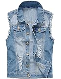 Kelmon Herren Ärmellos Denim Westen (Medium, Blau)