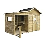 Spielhaus Kinder Outdoor Holzhaus 240 x 125 x 173 cm - Gartenhaus Kinder - Spielhäuser aus Naturmaterial - Garten Spielhaus Modularer Aufbau