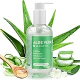 Aloe Vera Gel, 280ml Rein Aloe Vera Gel - 100 Prozent Natürliche Feuchtigkeitscreme für Gesicht Haare Körper, Beruhigende / Pflegende Lotion für Trockene & Strapazierte Haut, After Sun, Sonnenbrand